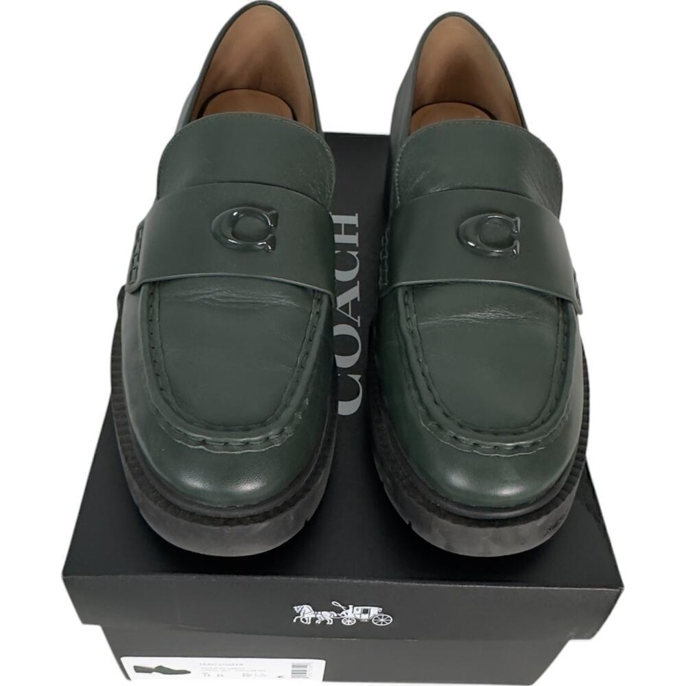 Coach Leah Loafer in Green Leather with Platform Lug Sole (11) - Picture 2 of 16